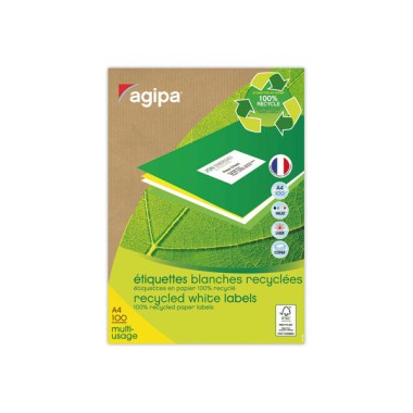 Planches d'étiquettes laser 100%recyclées 38,1 x21,2 mm 6500 étiq  x100 - Fiducial