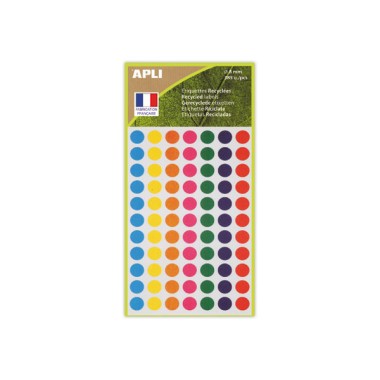 385 pastilles de signalisation rondes,Diamètre  8 mm, assortis, 100% recyclé  - Fiducial