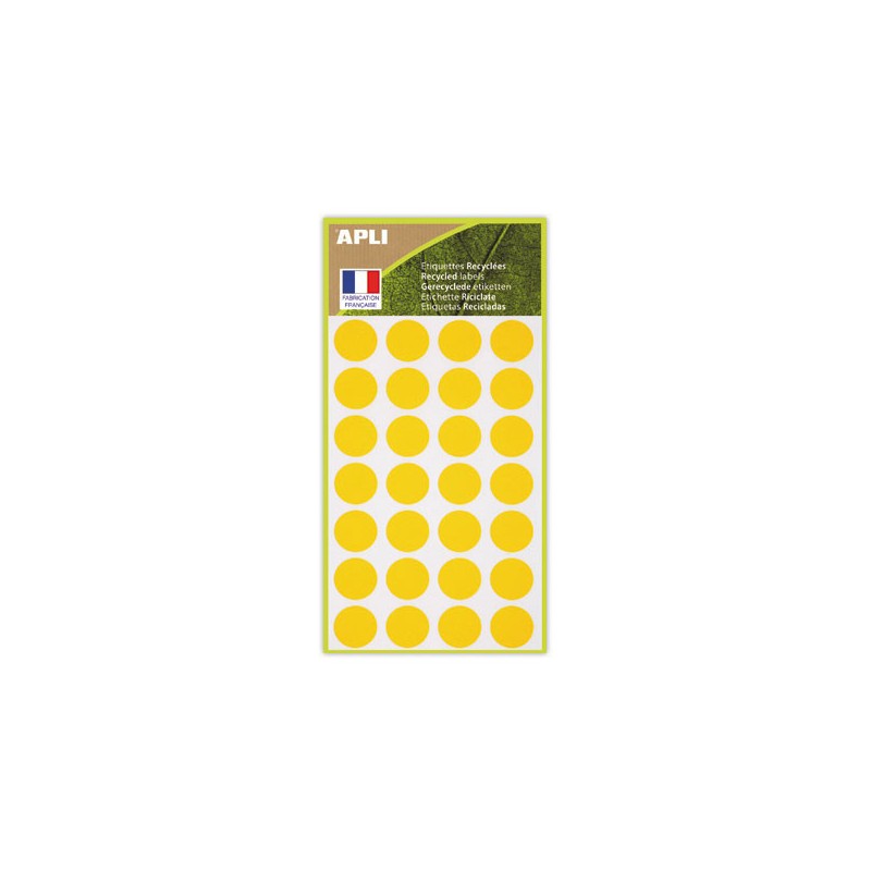 168 pastilles de signalisation rondes,Diamètre  15 mm, jaune, 100% recyclé  - Fiducial