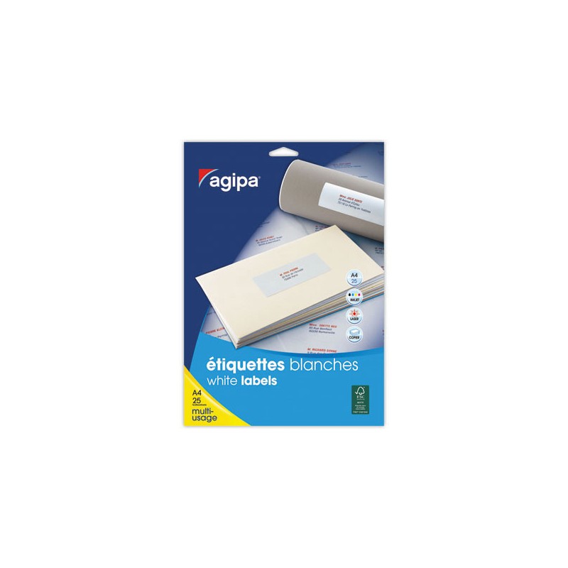 Planches d'étiquettes 46x11,1 mm soit 2100 étiq/boîte  x25 - Fiducial
