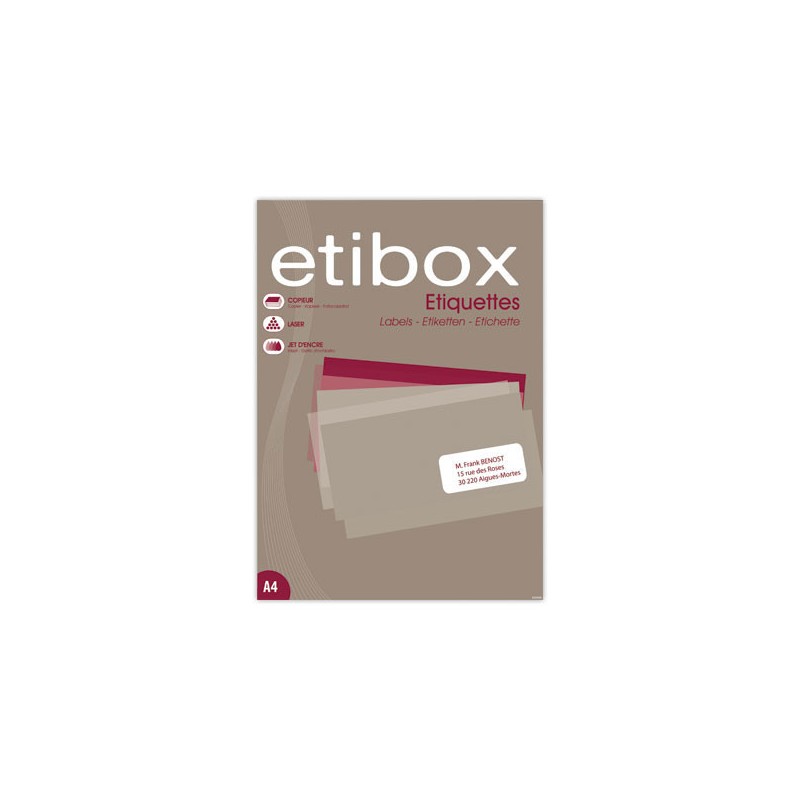 Planches d'étiquettes 70x37 mm par 2400/boîte, rouge  x100 - Fiducial