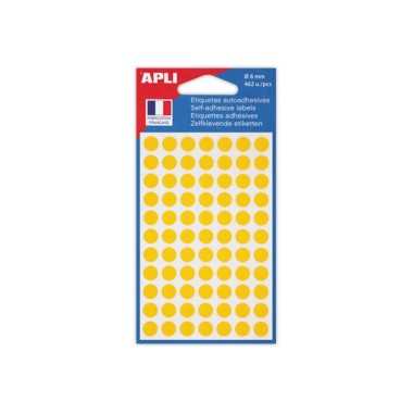 Étui 462 pastilles gommettes de signalisation rondes, Diamètre  8 mm, jaune  - Fiducial