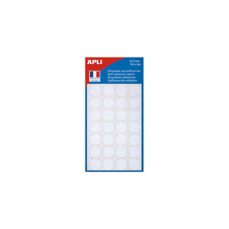 196 pastilles gommettes de signalisation rondes, Diamètre  15 mm,blanc  - Fiducial