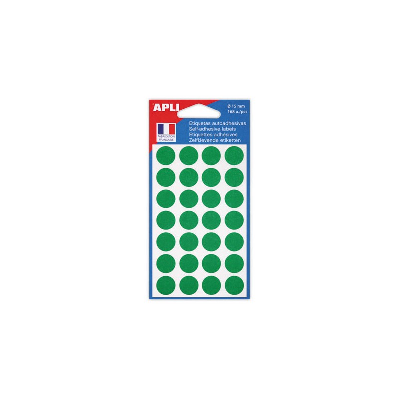 168 pastilles gommettes de signalisation rondes, Diamètre  15 mm, vert  - Fiducial