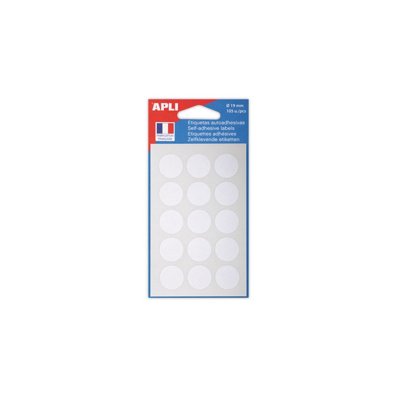 90 pastilles gommettes de signalisation rondes, Diamètre 19 mm, blanches  - Fiducial