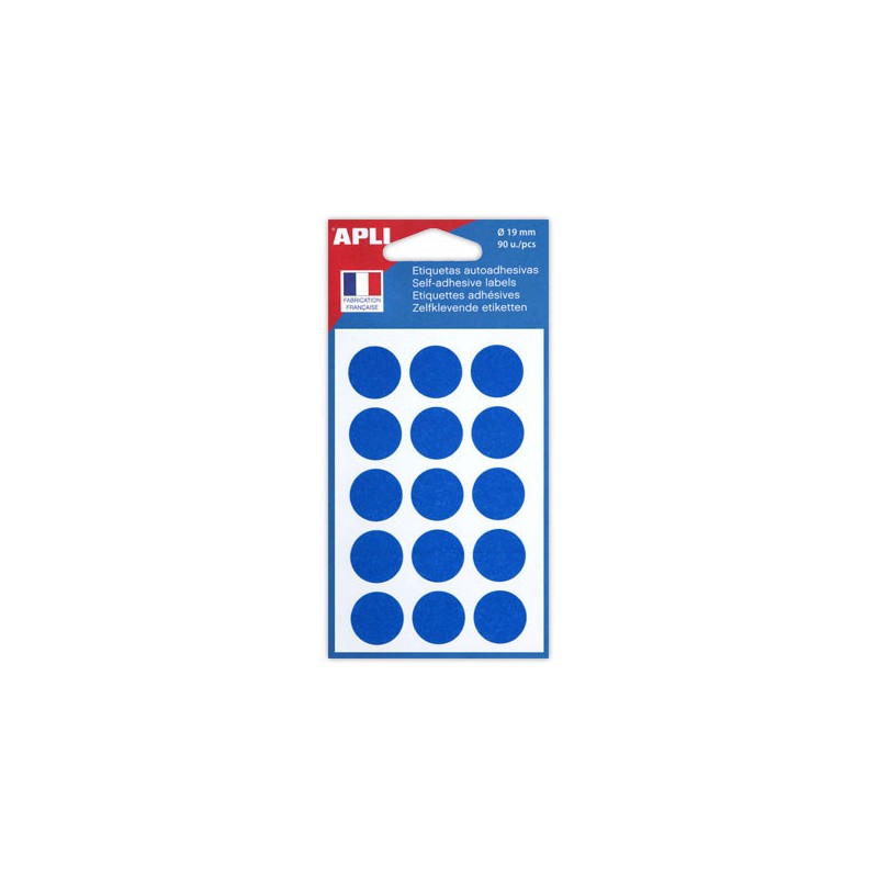 90 pastilles gommettes de signalisation rondes, Diamètre 19 mm, bleu  - Fiducial