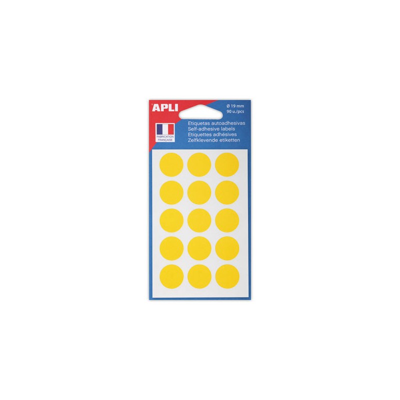 90 pastilles gommettes de signalisation rondes, Diamètre 19 mm, jaune  - Fiducial