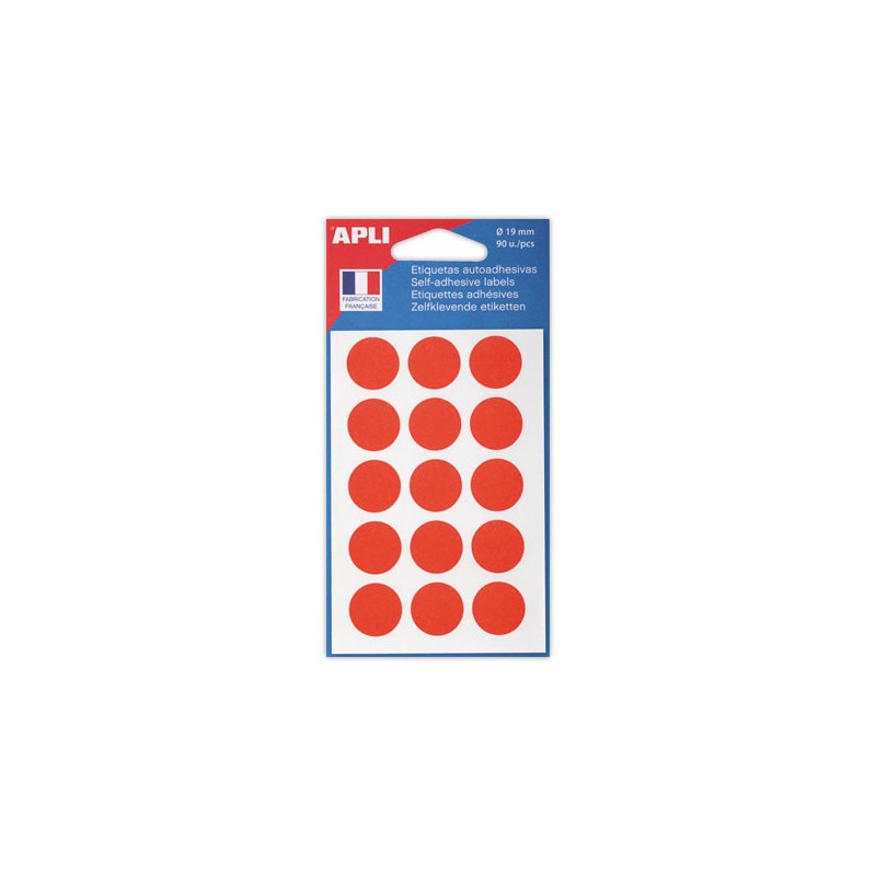 90 pastilles gommettes de signalisation rondes, Diamètre 19 mm, rouge  - Fiducial
