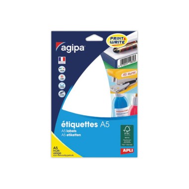 Planches d'étiquettes multi-usages 19x38 mm, blanc - 480 étiq.  x16 - Fiducial
