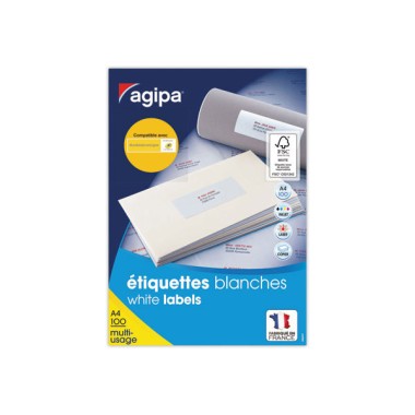 Planches d'étiquettes A4 multi-usages soit 1600 étiquettes blanches  x100 - Fiducial