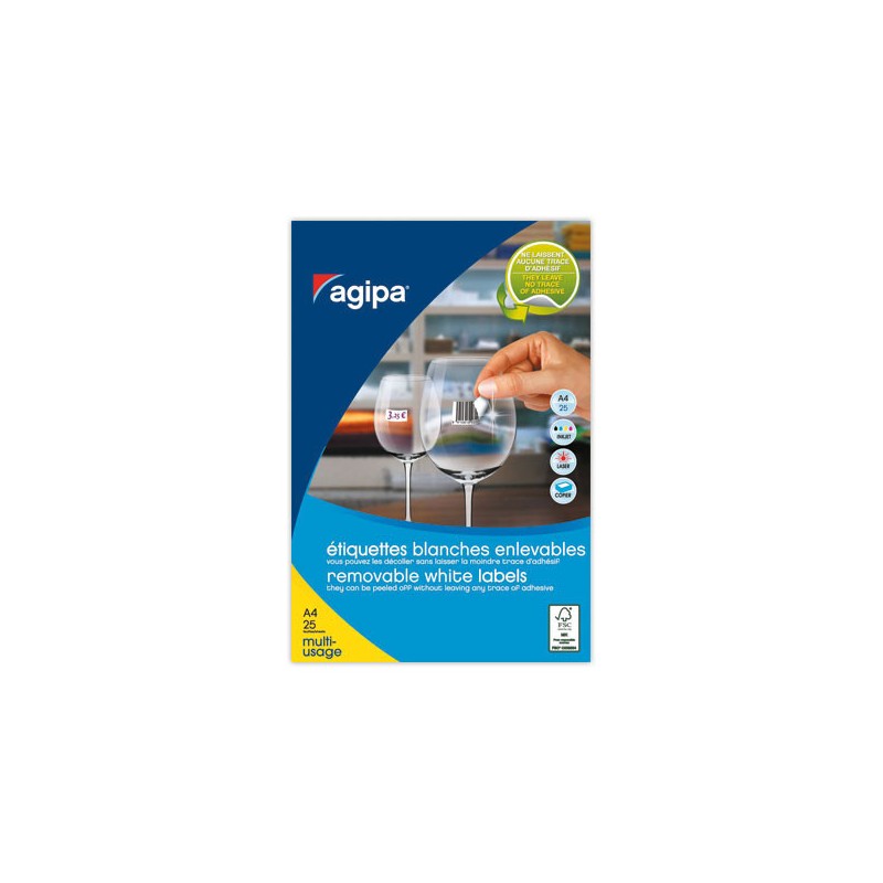 Planches d'étiquettes enlevables laser35,6x16,9 mm 2000 étiq/boîte  x25 - Fiducial