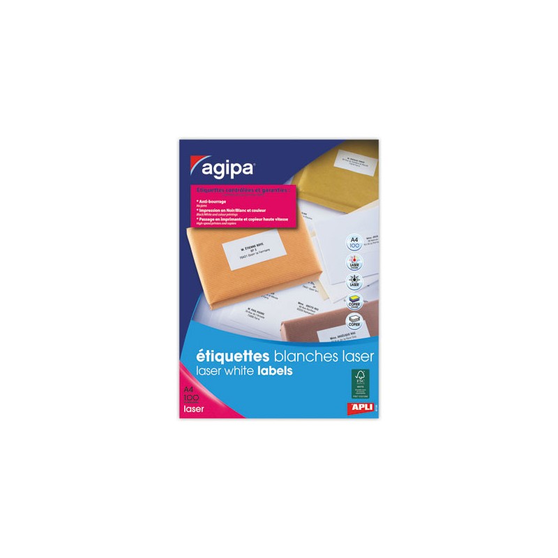Planches d'étiquettes laser L99,1xH67,7 mm soit 800 étiq/boîte  x100 - Fiducial
