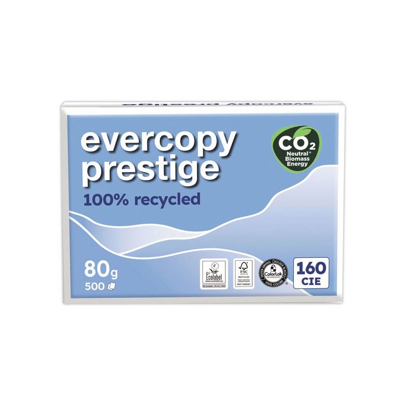 ramettes de papier recyclé 100% Evercopy Prestige A4 80G  x5 - Fiducial