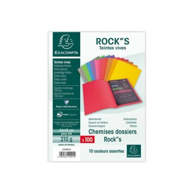 Chemises Rock''s 220 - 24x32 cm - assorties  x100 - Fiducial