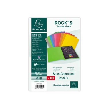 Sous-chemises Rock''s 80 - 22x31 cm-assorties  x100 - Fiducial