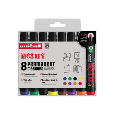 Marqueurs permanents PROCKEY PM 122-pointe ogive  x8 - Fiducial
