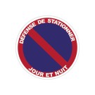 Panneau PVC rond adhésif Diamètre  280mm Stationnement interdit jour et nuit  - Fiducial