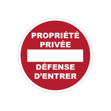 Panneau PVC rond adhésif Diamètre  280mm Propriété privée  - Fiducial