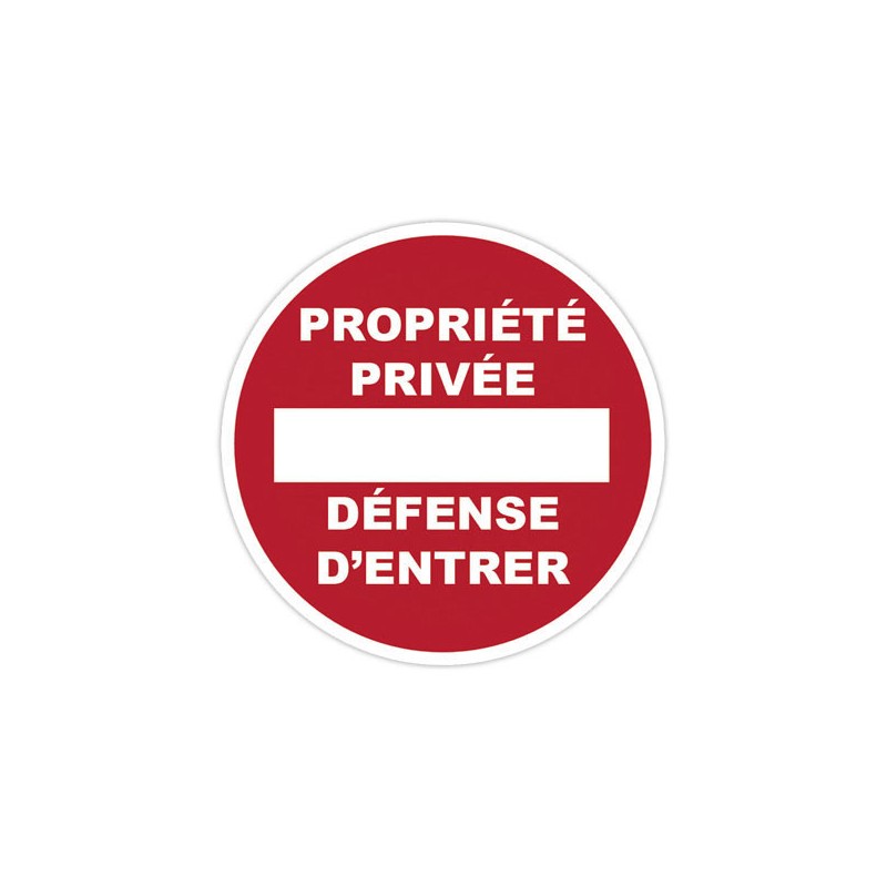 Panneau PVC rond adhésif Diamètre  280mm Propriété privée  - Fiducial