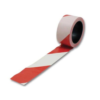 Ruban de signalisation rouge et blanc polypropylene 100mx50mm  - Fiducial