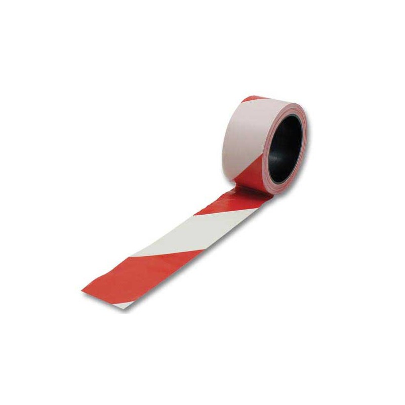 Ruban de signalisation rouge et blanc polypropylene 100mx50mm  - Fiducial
