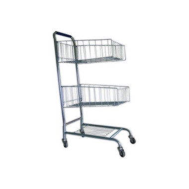Chariot courrier en fil d'acier avec 2paniers  - Fiducial