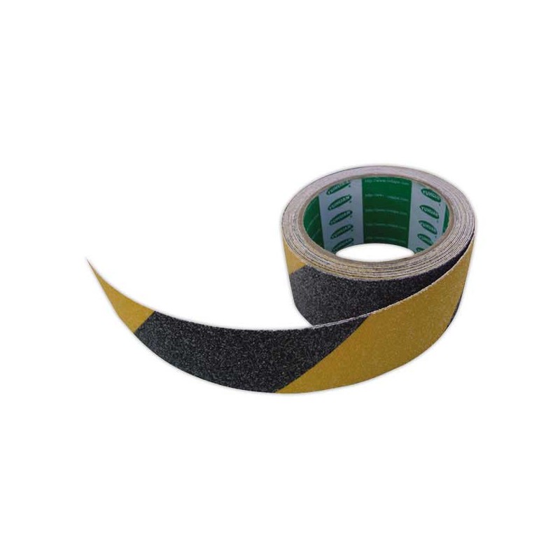 Adhésif anti-dérapant 50mm X 5M noir/jaune  - Fiducial