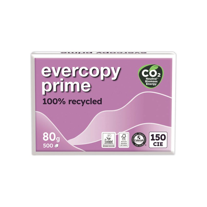 Ramettes 500f. de papier recyclé 100% EVERCOPY PRIME A4 80G  x5 - Fiducial
