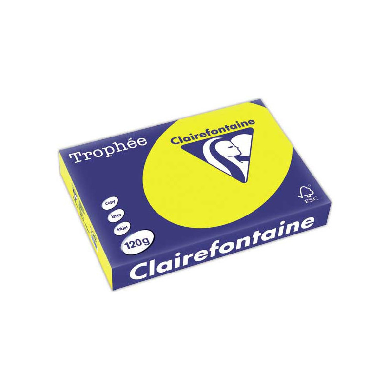 Ramette de 250 feuilles de papier Trophée A4 120g jaune soleil  - Fiducial