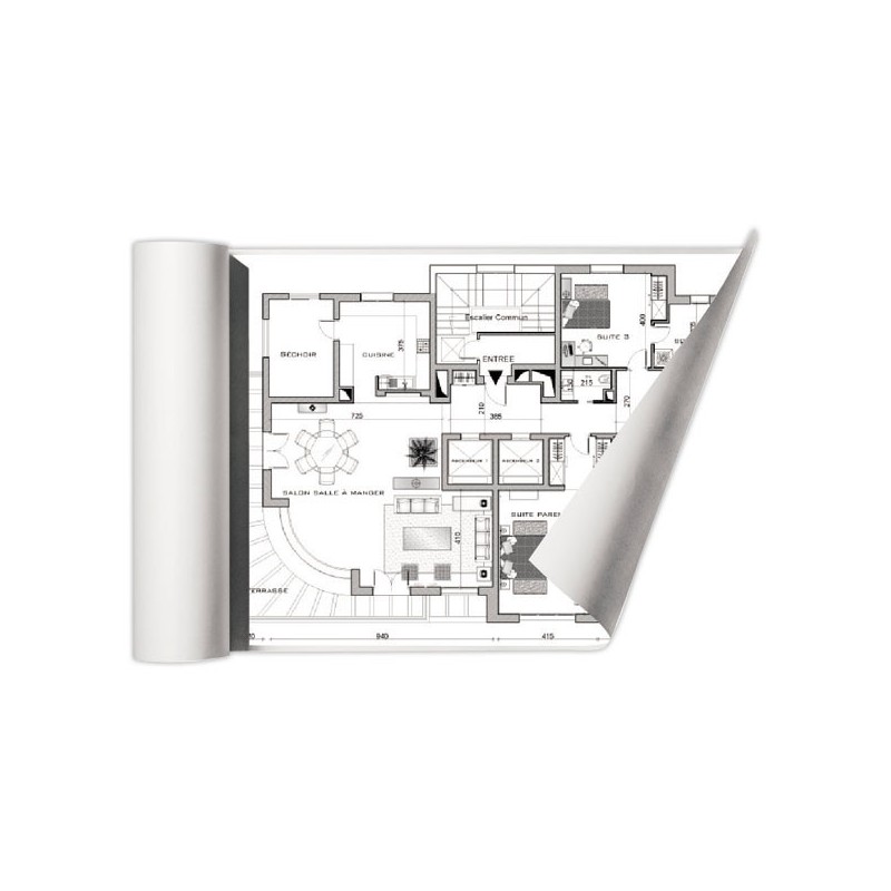 Rouleau de papier blanc pour copieur CLAIREFONTAINE 0,914x175 m - 75g  - Fiducial
