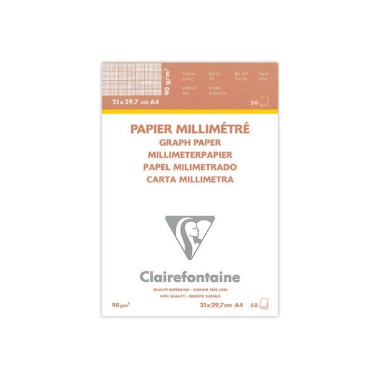 BLOC PAP VELIN MILLIMETRE ENCOLLE A4 50 Feuilles 90g  - Fiducial