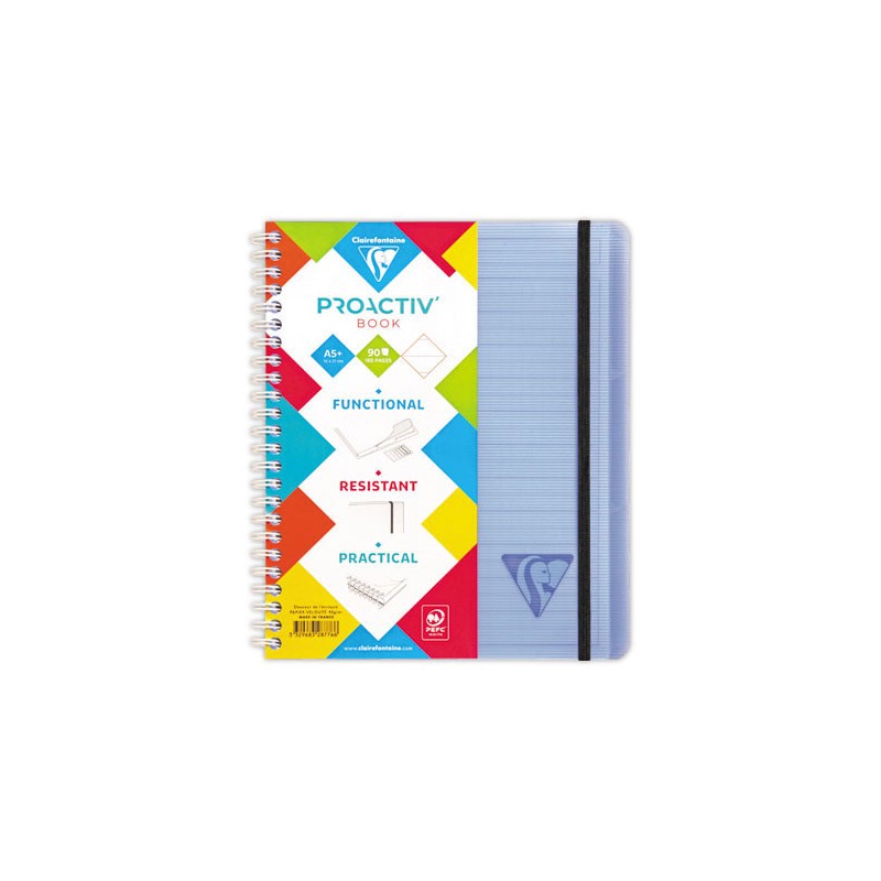 Cahier spirale Linicolor A5+ 180 pages, Ligné, 90g  - Fiducial
