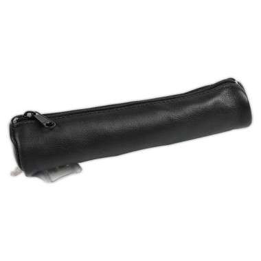Trousse ronde mini en cuir noir  - Fiducial