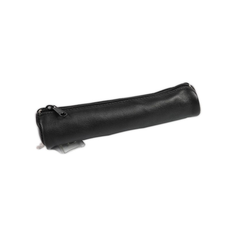 Trousse ronde mini en cuir noir  - Fiducial