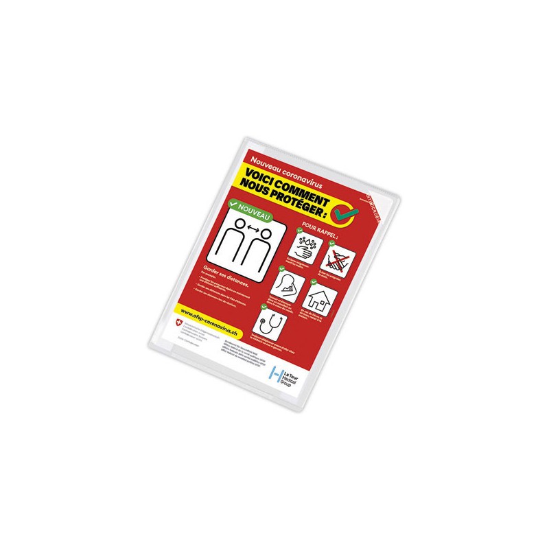 Pochettes d'affichage KANG EASY CLIC antimicrobiennes A4  x5 - Fiducial