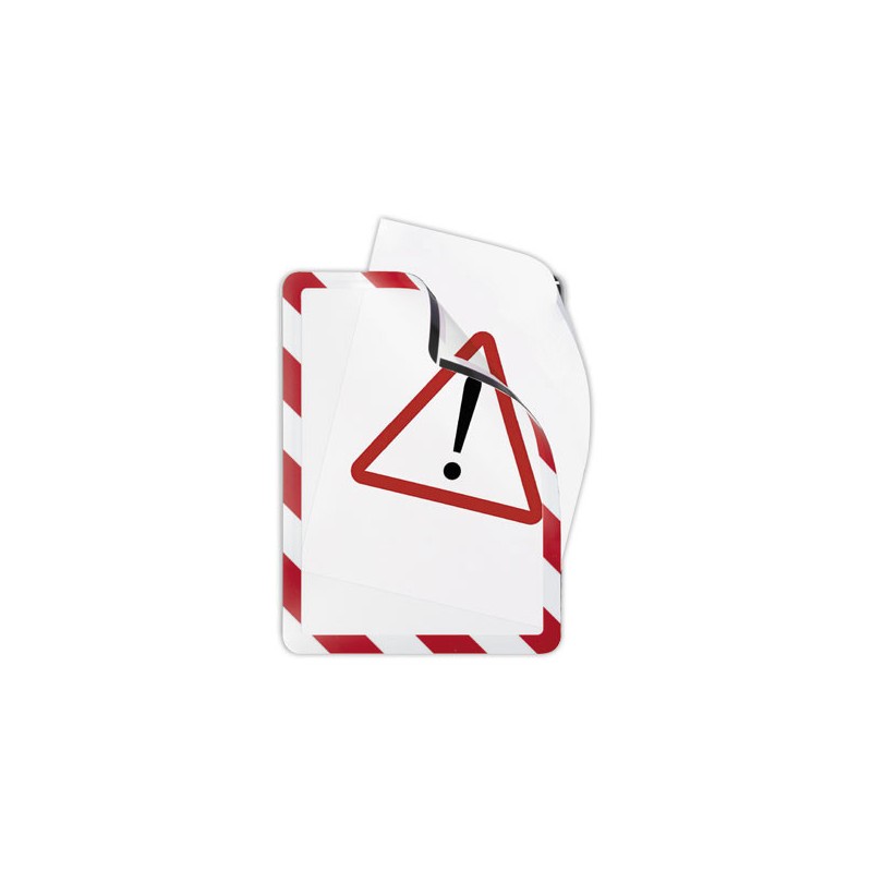 Pochettes d'affichage magnétiques Security A4 rouge/blanc DJOIS  x2 - Fiducial