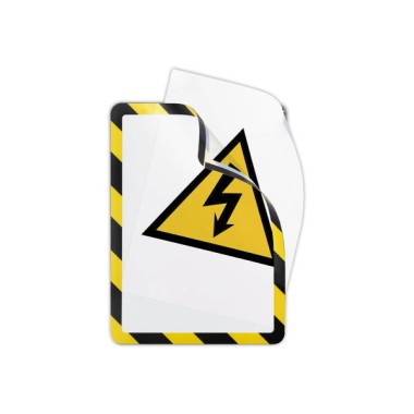 Pochettes d'affichage magnétiques Security A4 Jaune/noir DJOIS  x2 - Fiducial