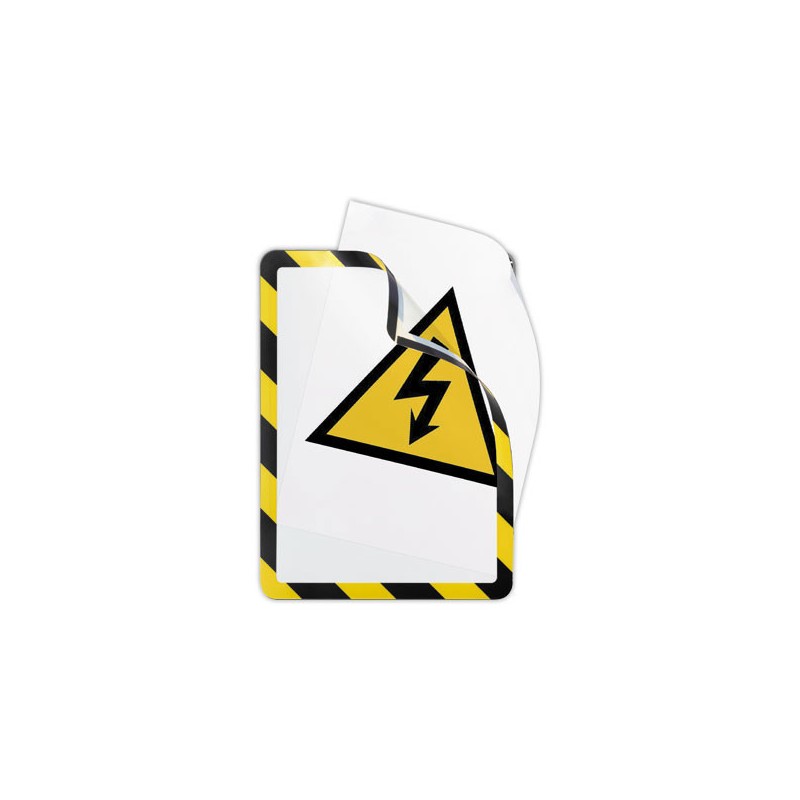 Pochettes d'affichage magnétiques Security A4 Jaune/noir DJOIS  x2 - Fiducial