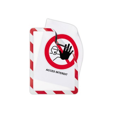 Pochettes d'affichage adhésives Security A4 rouge/blanc DJOIS  x2 - Fiducial