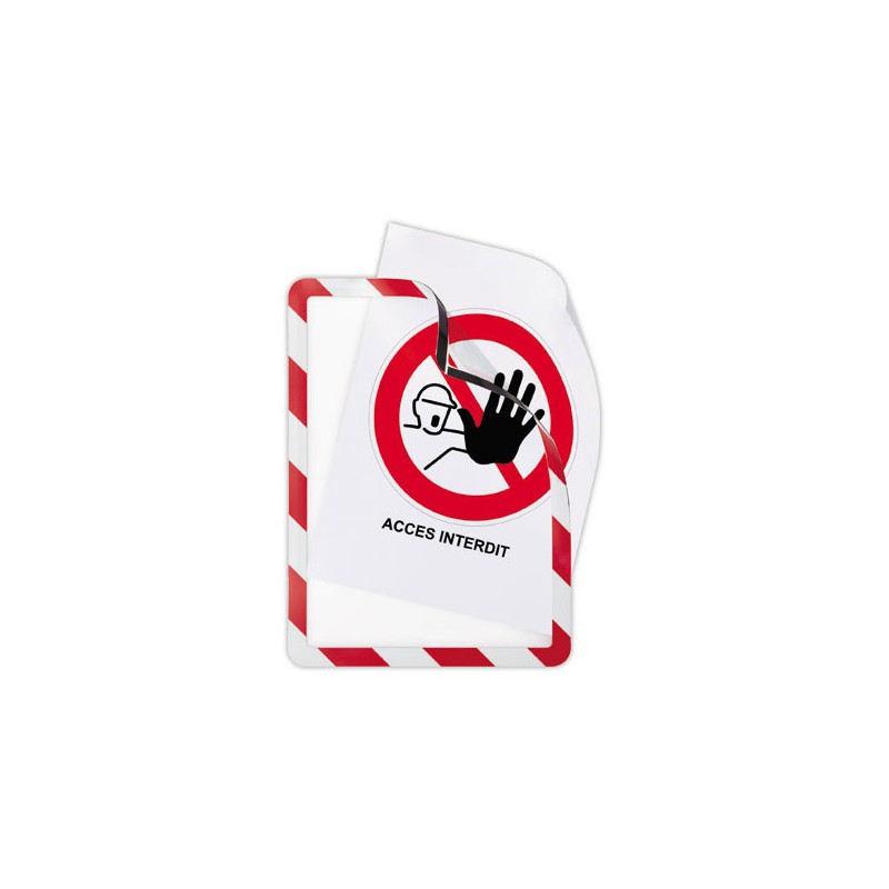 Pochettes d'affichage adhésives Security A4 rouge/blanc DJOIS  x2 - Fiducial