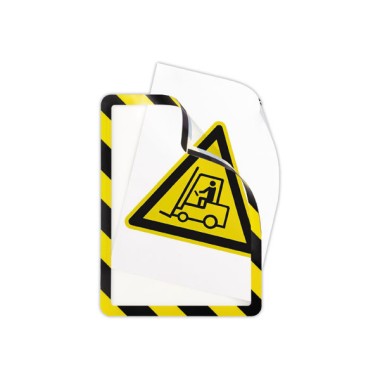 Pochettes d'affichage adhésivs Security A4 Jaune/noir DJOIS  x2 - Fiducial