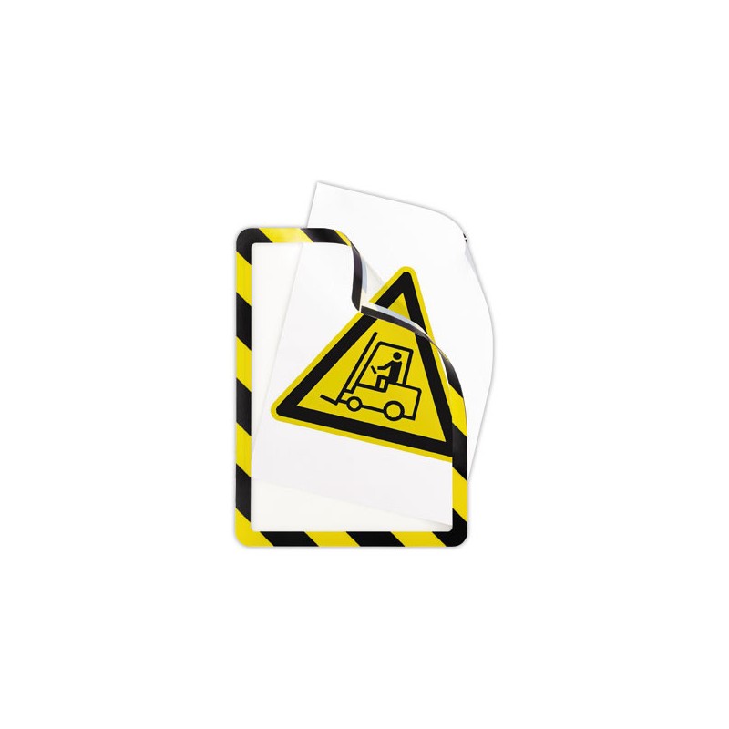 Pochettes d'affichage adhésivs Security A4 Jaune/noir DJOIS  x2 - Fiducial
