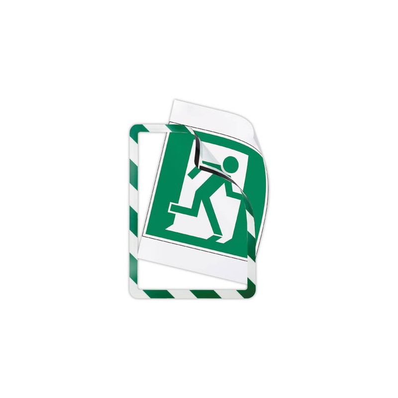 Pochettes d'affichage adhésives Security A4 Vert/blanc DJOIS  x2 - Fiducial