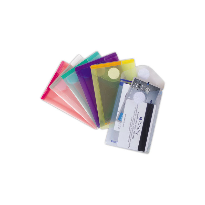 Pochettes PP fermeture velcro® en PP 18/100ème (180 µm) - coloris ass  x6 - Fiducial