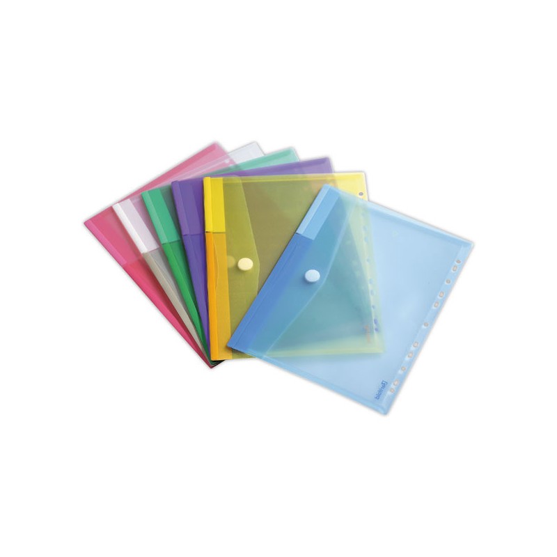 pochettes A4 perforées avec fermeture scratch - 2x6 coloris  x12 - Fiducial