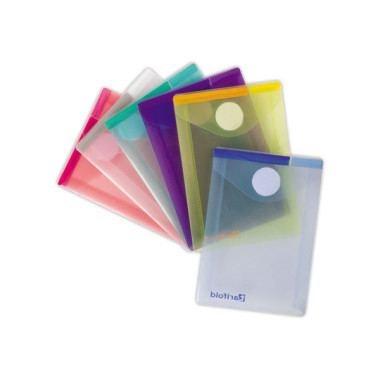 Pochettes PP fermeture velcro® en PP 18/100ème (180 µm) - coloris ass  x6 - Fiducial