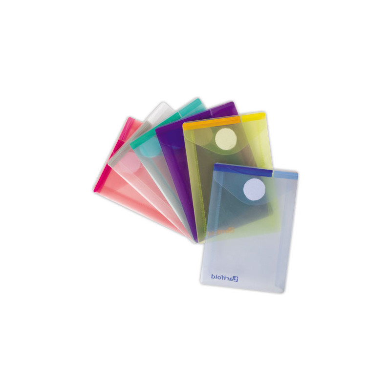 Pochettes PP fermeture velcro® en PP 18/100ème (180 µm) - coloris ass  x6 - Fiducial