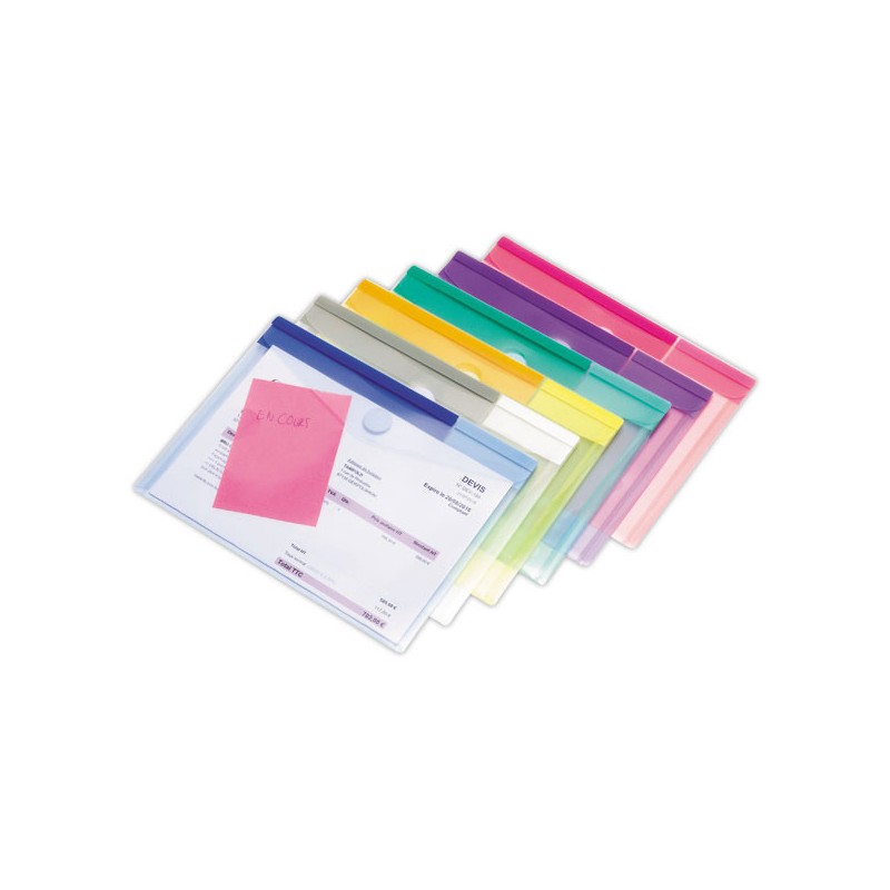 pochettes polypropylène recyclé A5 - Assortis  x6 - Fiducial