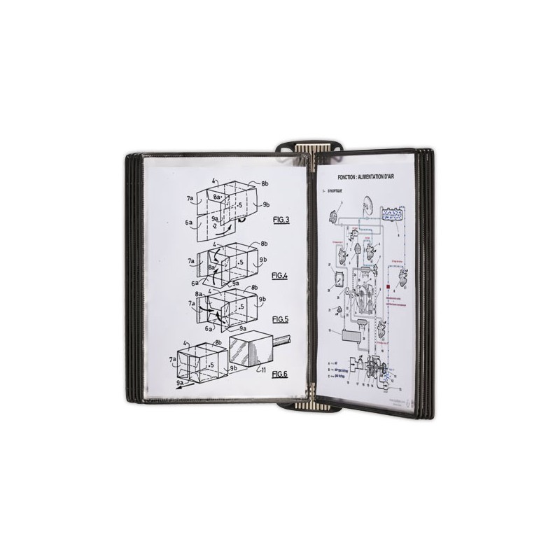 Kit mural PRO 10 poches Easy A4 PP coloris noir  - Fiducial