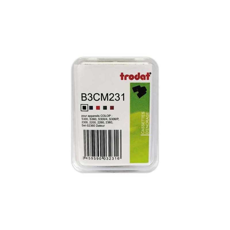 Encriers Trodat pour Colop 2300 noir rectangulaire  x3 - Fiducial